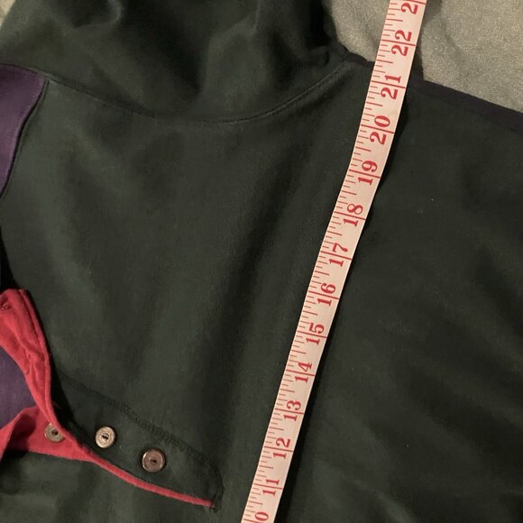 90s Gant Polo Shirt Mens M Rugby Shirt Colourblock Green Long Sleeve Preppy - Picture 4 of 5